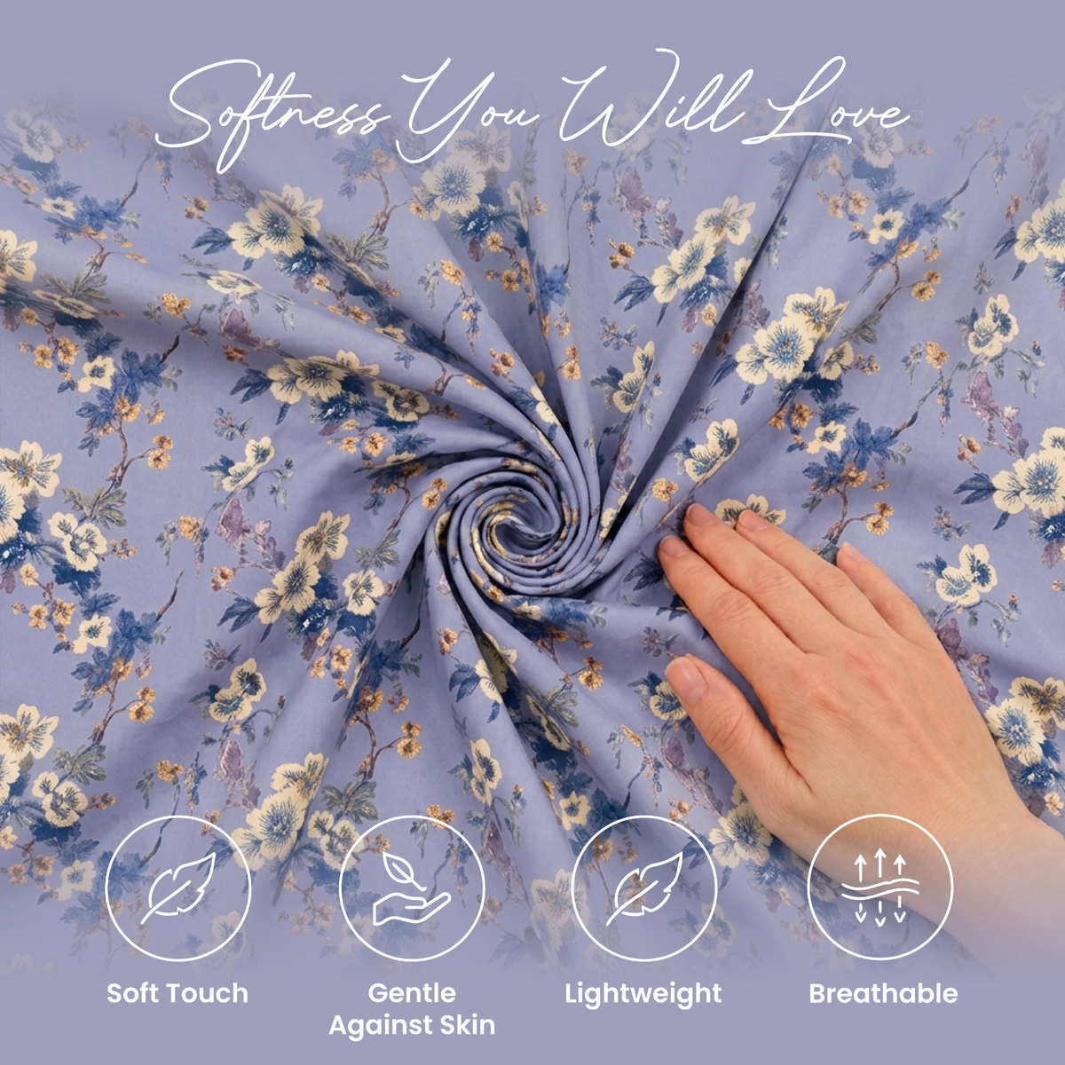 Bluebell Bloom Floral Duvet Cover Set – Cornflower Blue