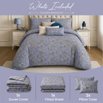 Bluebell Bloom Floral Duvet Cover Set – Cornflower Blue