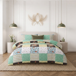 Mint Patch Vintage Patchwork Duvet Cover Set