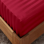 Luxury Satin Stripe Fitted Sheet - Hotel Quality Extra Deep Bed Sheets