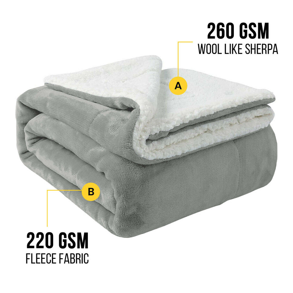 Luxury Fleece Sherpa Throw Blanket - Reversible Ultra Soft Warm Blanket