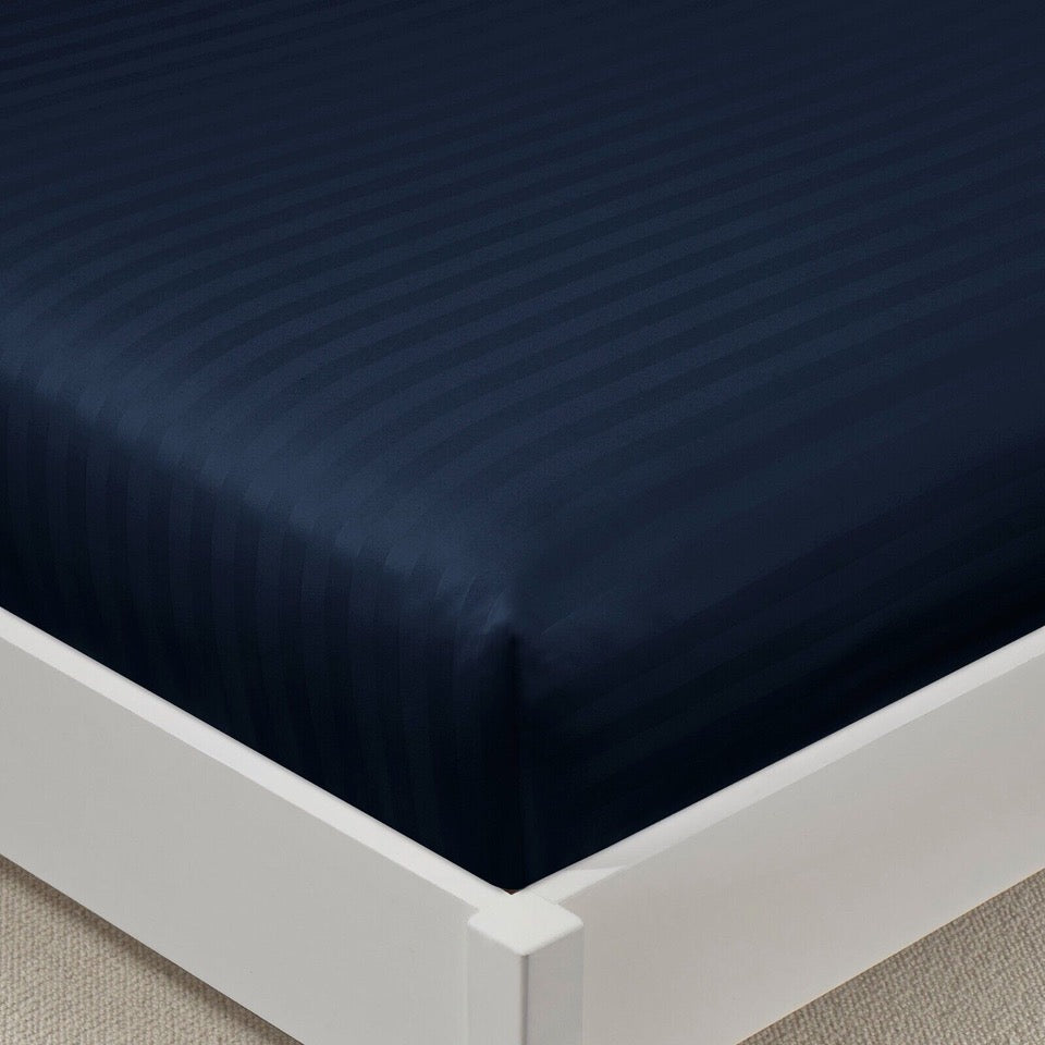 Luxury Satin Stripe Fitted Sheet - Hotel Quality Extra Deep Bed Sheets