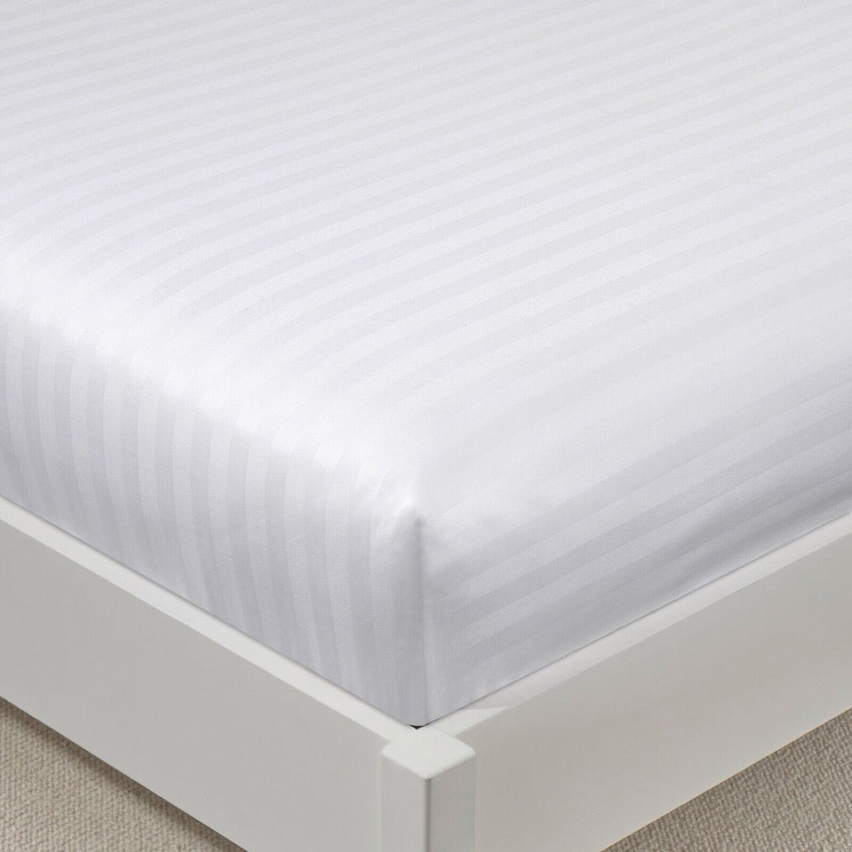 Luxury Satin Stripe Fitted Sheet - Hotel Quality Extra Deep Bed Sheets