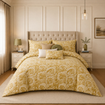 Acanthus Leaf Symmetrical Duvet Cover Set – Sunlit Gold