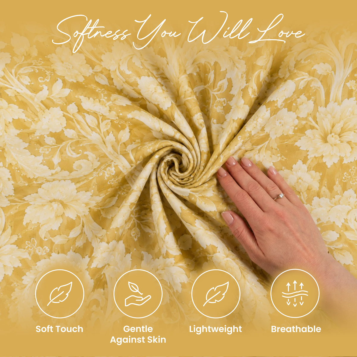 Acanthus Leaf Symmetrical Duvet Cover Set – Sunlit Gold
