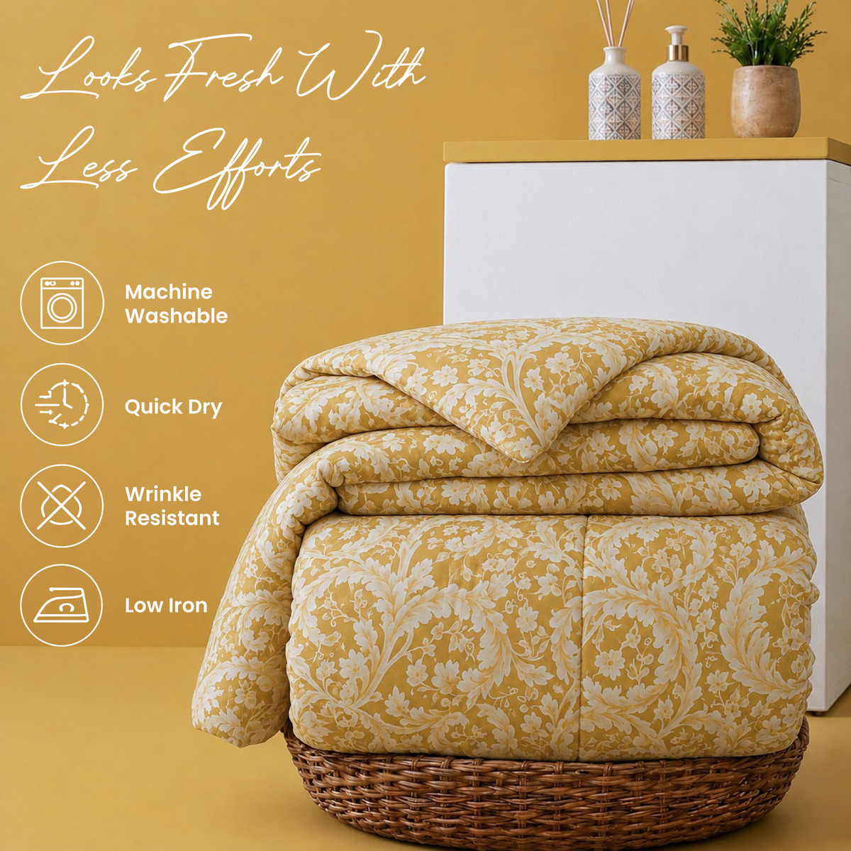 Acanthus Leaf Symmetrical Duvet Cover Set – Sunlit Gold