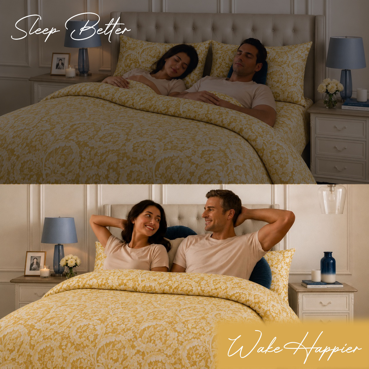 Acanthus Leaf Symmetrical Duvet Cover Set – Sunlit Gold