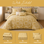 Acanthus Leaf Symmetrical Duvet Cover Set – Sunlit Gold