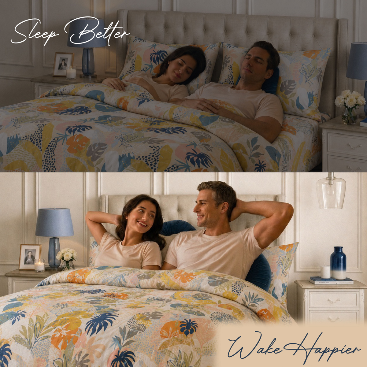 Tropical Palms Abstract Duvet Cover Set – Multi