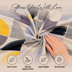 Velora Grid Geometric Arc Duvet Cover Set – Ochre & Navy