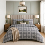 Nordic Slate Geometric Argyle Duvet Cover Set
