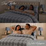 Nordic Slate Geometric Argyle Duvet Cover Set