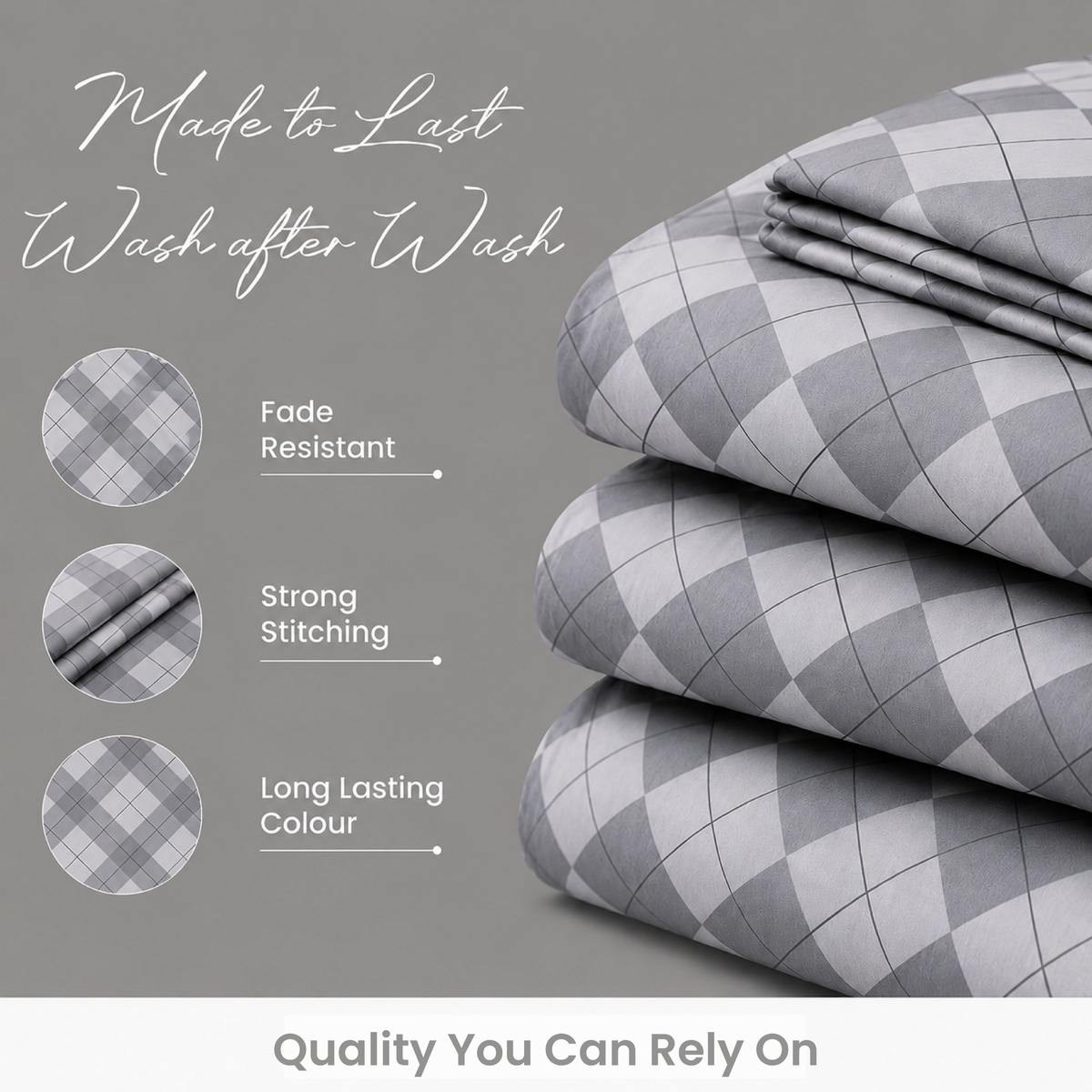 Nordic Slate Geometric Argyle Duvet Cover Set
