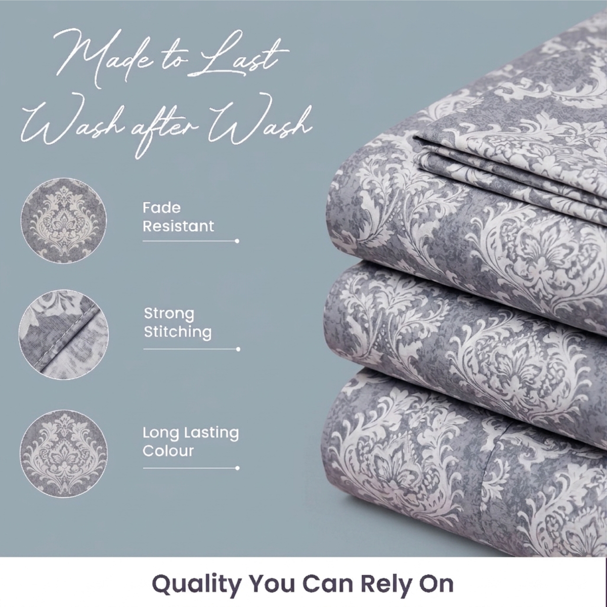 Royal Damask Jacquard Duvet Cover Set – Slate Grey