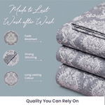 Royal Damask Jacquard Duvet Cover Set – Slate Grey