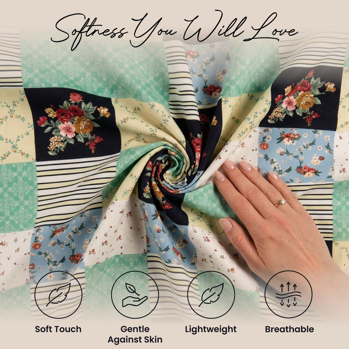 Mint Patch Vintage Patchwork Duvet Cover Set