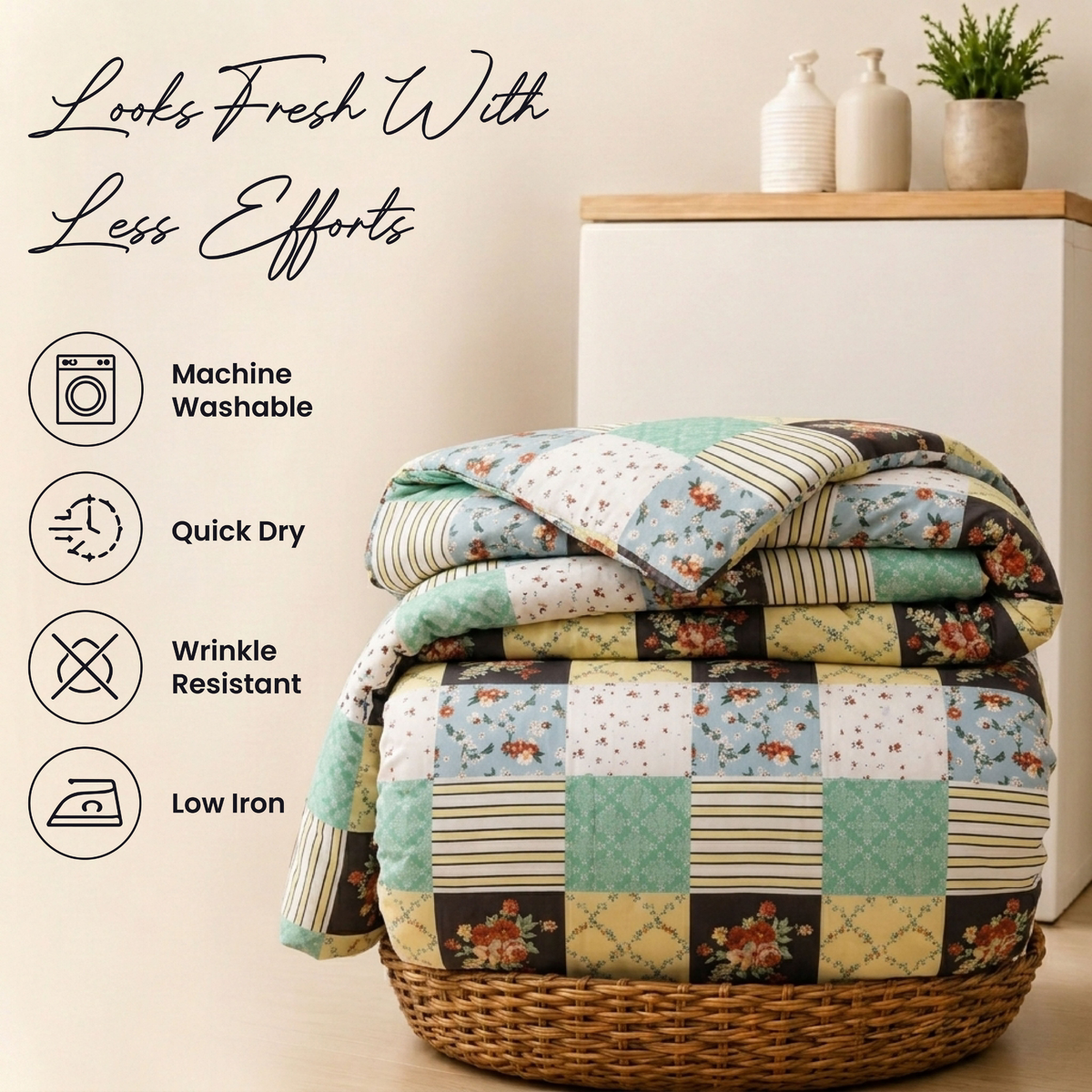 Mint Patch Vintage Patchwork Duvet Cover Set