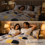 Velora Grid Geometric Arc Duvet Cover Set – Ochre & Navy