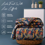 Forest Bloom Botanical Duvet Cover Set – Midnight Navy