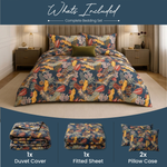 Forest Bloom Botanical Duvet Cover Set – Midnight Navy