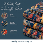 Forest Bloom Botanical Duvet Cover Set – Midnight Navy