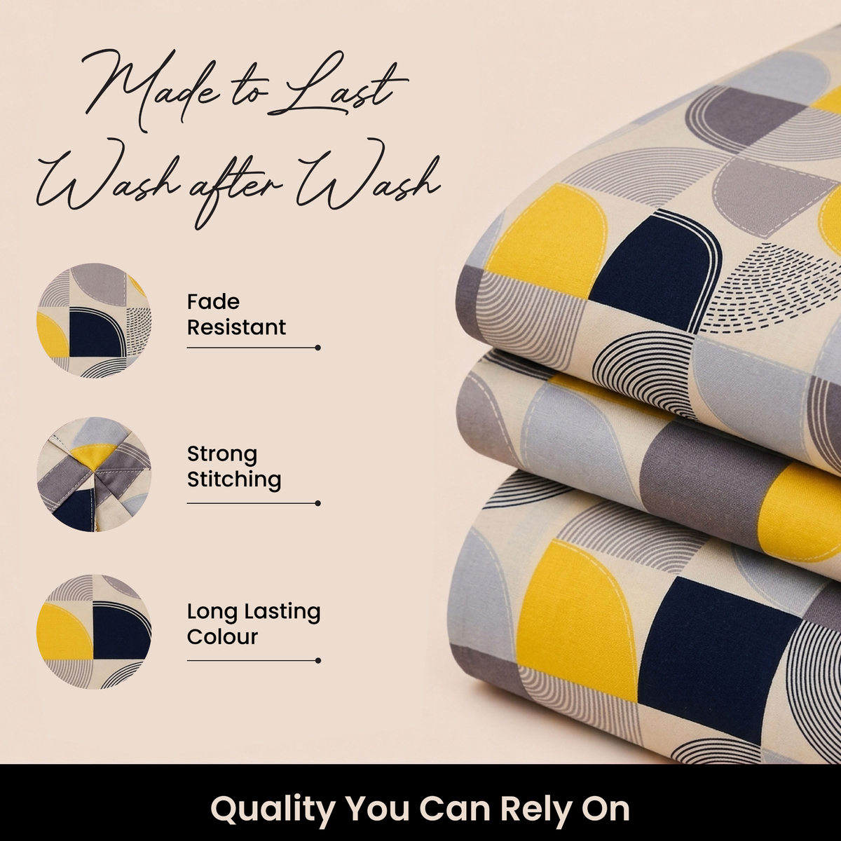 Velora Grid Geometric Arc Duvet Cover Set – Ochre & Navy