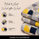 Velora Grid Geometric Arc Duvet Cover Set – Ochre & Navy