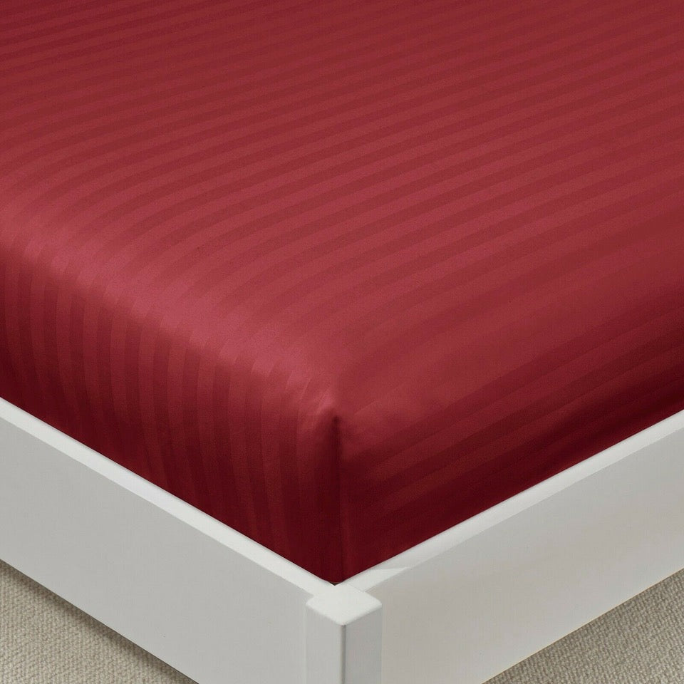 Luxury Satin Stripe Fitted Sheet - Hotel Quality Extra Deep Bed Sheets