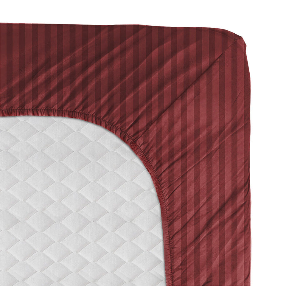 Luxury Satin Stripe Fitted Sheet - Hotel Quality Extra Deep Bed Sheets