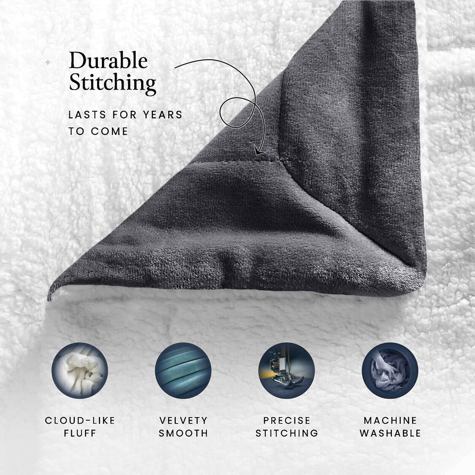 Luxury Fleece Sherpa Throw Blanket - Reversible Ultra Soft Warm Blanket