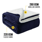 Luxury Fleece Sherpa Throw Blanket - Reversible Ultra Soft Warm Blanket