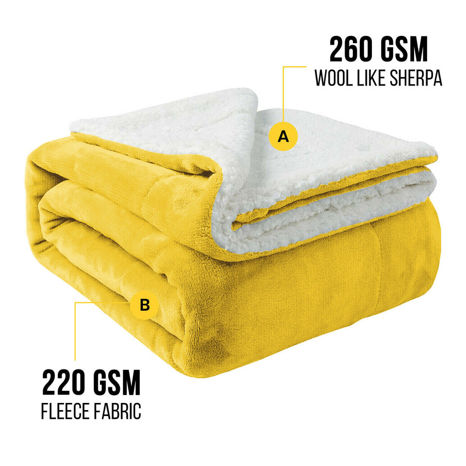 Luxury Fleece Sherpa Throw Blanket - Reversible Ultra Soft Warm Blanket