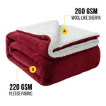 Luxury Fleece Sherpa Throw Blanket - Reversible Ultra Soft Warm Blanket
