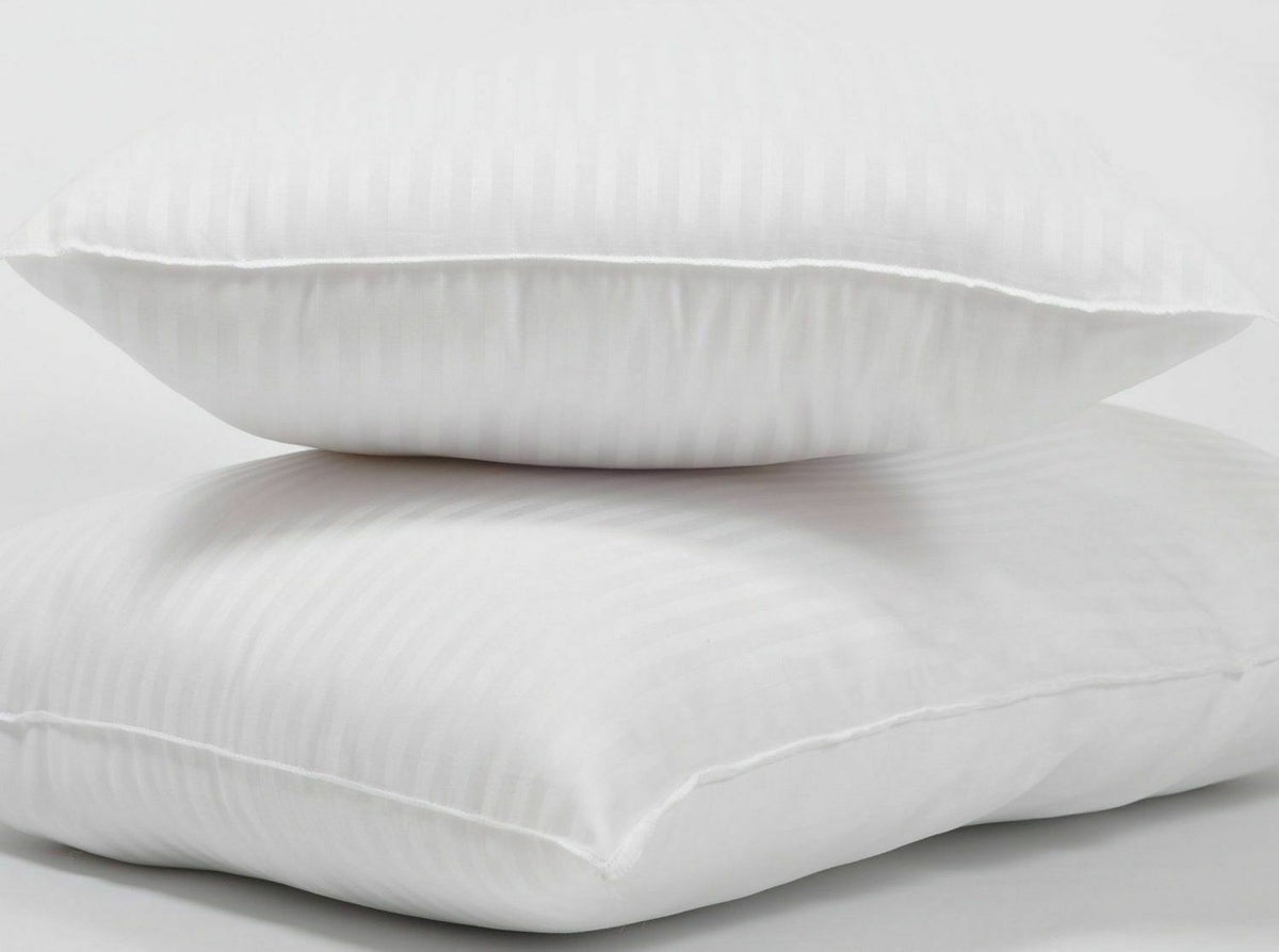 Hotel Quality Satin Stripe Pillows - Luxurious Anti-Allergy Bed Pillows Pair