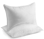 Hotel Quality Satin Stripe Pillows - Luxurious Anti-Allergy Bed Pillows Pair