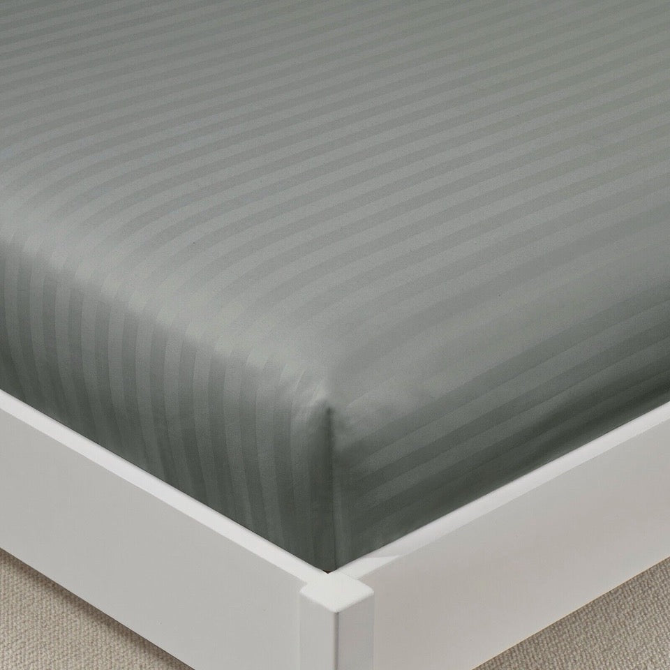 Luxury Satin Stripe Fitted Sheet - Hotel Quality Extra Deep Bed Sheets