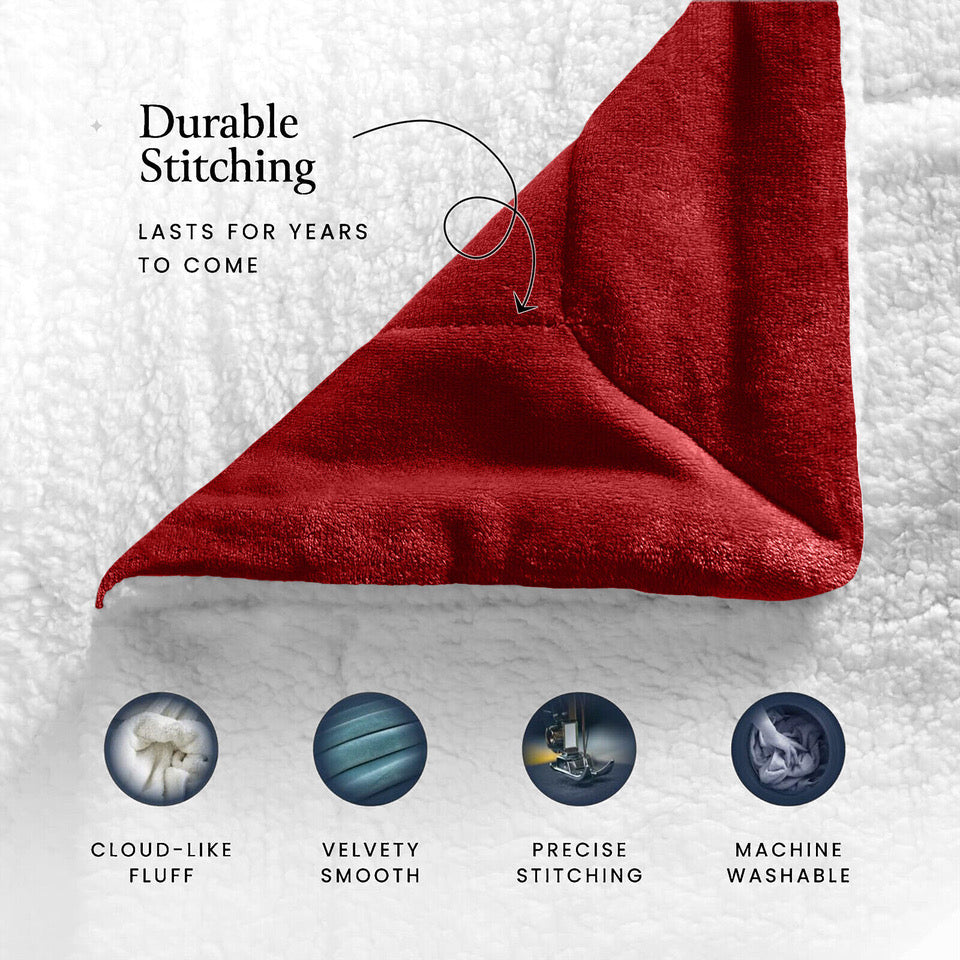 Luxury Fleece Sherpa Throw Blanket - Reversible Ultra Soft Warm Blanket
