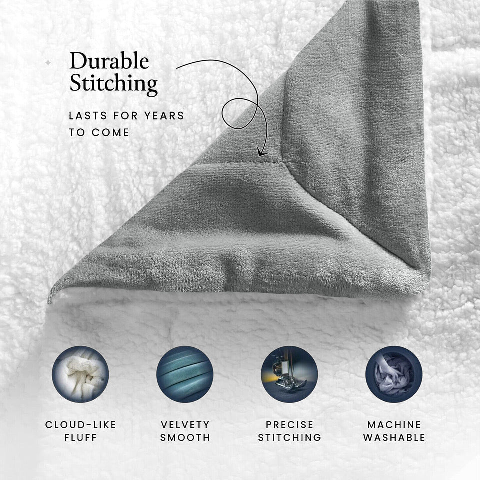 Luxury Fleece Sherpa Throw Blanket - Reversible Ultra Soft Warm Blanket