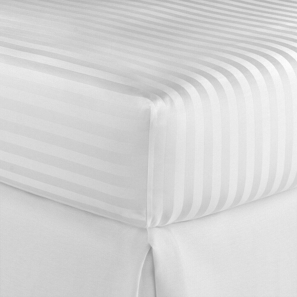 Luxury Satin Stripe Fitted Sheet - Hotel Quality Extra Deep Bed Sheets
